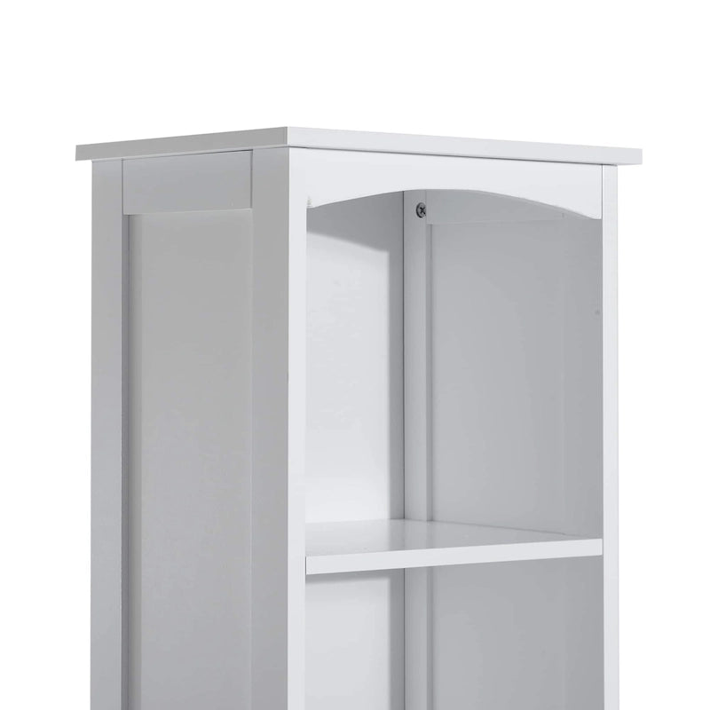 Meuble de rangement haut de salle de bain de 170 cm, colonne de rangement autoportante avec étagère à 3 niveaux, organiseur de sol latéral étroit, blanc