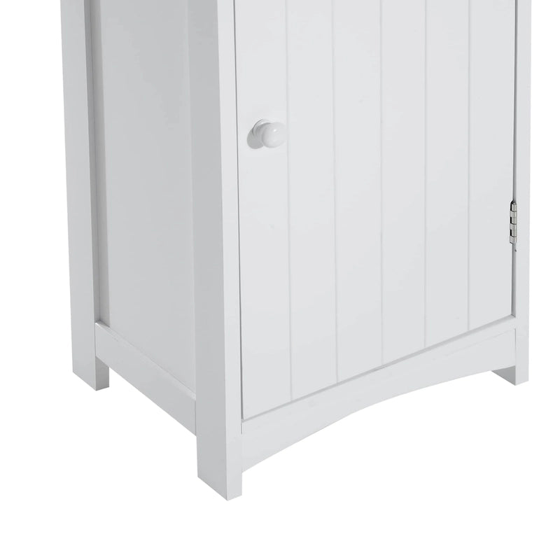 Meuble de rangement haut de salle de bain de 170 cm, colonne de rangement autoportante avec étagère à 3 niveaux, organiseur de sol latéral étroit, blanc