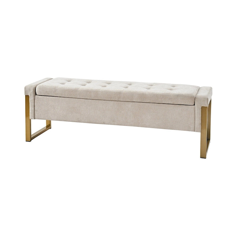 Banc de rangement capitonné moderne avec pieds en métal par