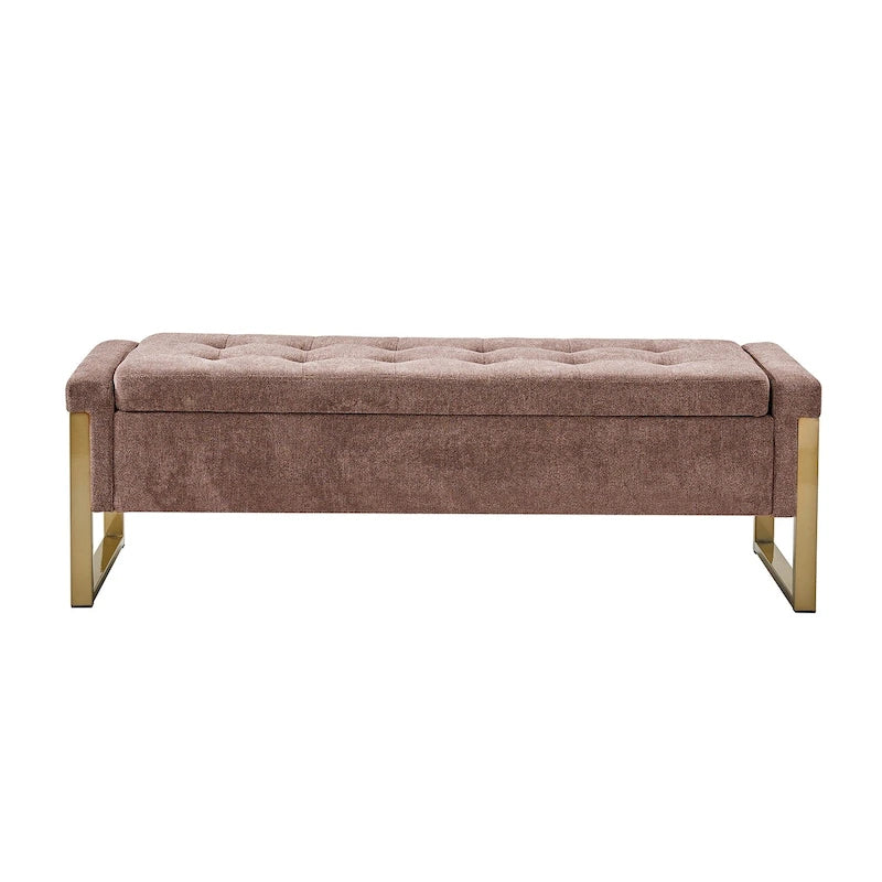 Banc de rangement capitonné moderne avec pieds en métal par