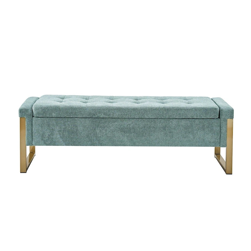 Banc de rangement capitonné moderne avec pieds en métal par