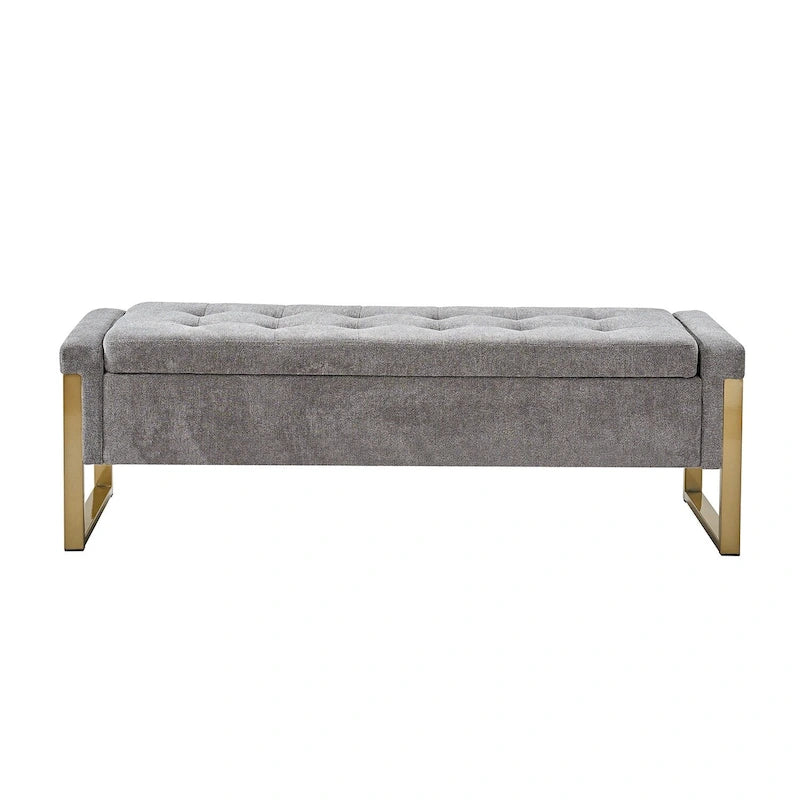 Banc de rangement capitonné moderne avec pieds en métal par