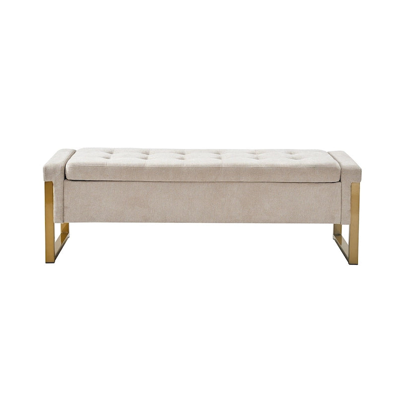 Banc de rangement capitonné moderne avec pieds en métal par