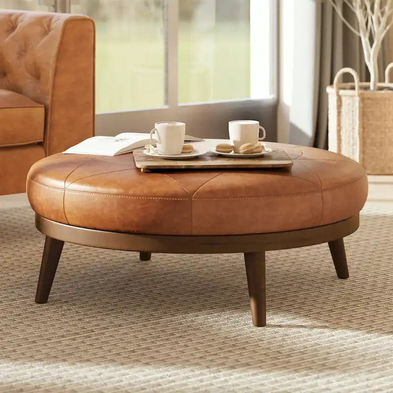 Poly & Bark Gio Ottoman - Full Grain Genuine Italian Leather