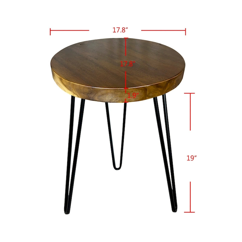 Table d'appoint en teck massif à bord brut