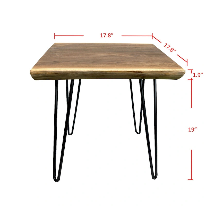 Table d'appoint en teck massif à bord brut